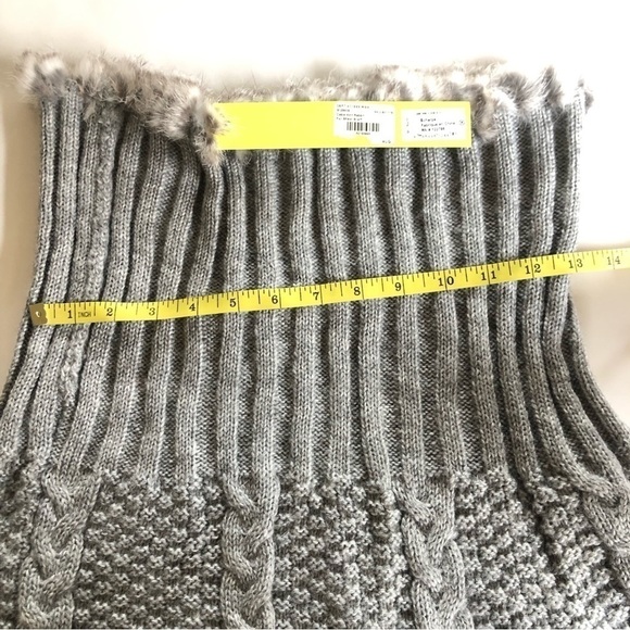 Catherine Malandrino Mohair Rabitt Fur Accents Cable Knit Ribbed Infinity Scarf - Picture 3 of 10